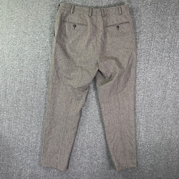 Suitsuppy Wool Pants Men 34x29 Brown Vitale Barberis Flannel Soho Houndstooth - Picture 10 of 13